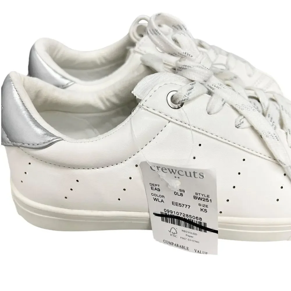 J.Crew Factory Girls' lace-up sneakers White Lavender BW251 size K5 NWT